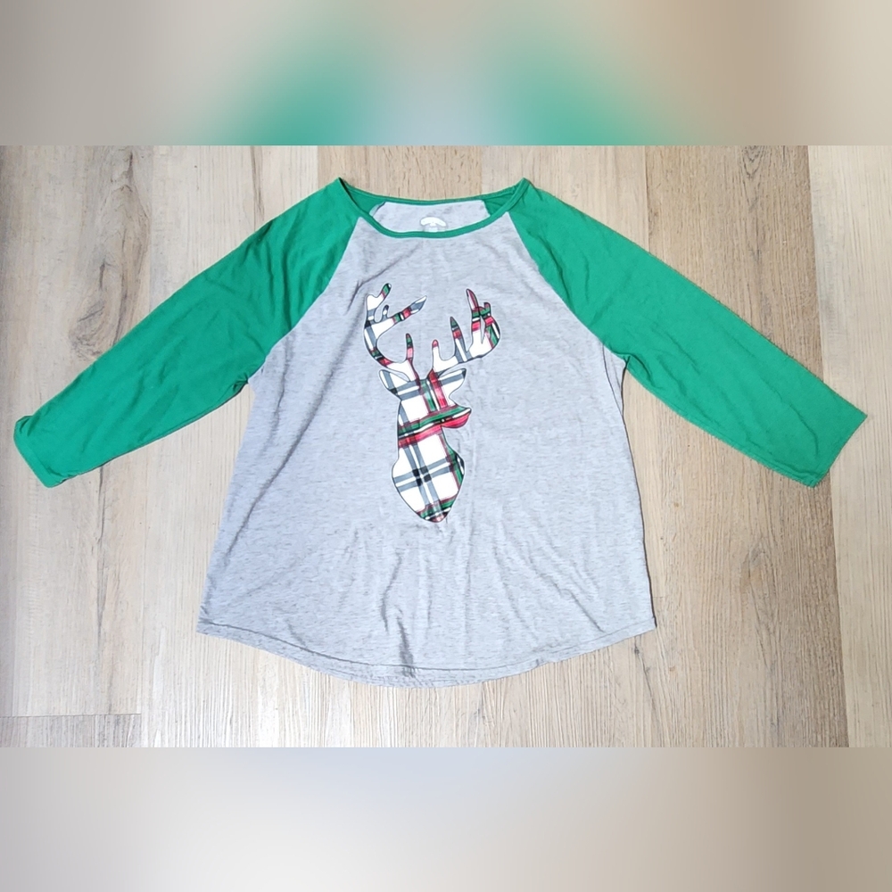 Women's Stag Holiday Shirt sz XL 3/4" Sleeve